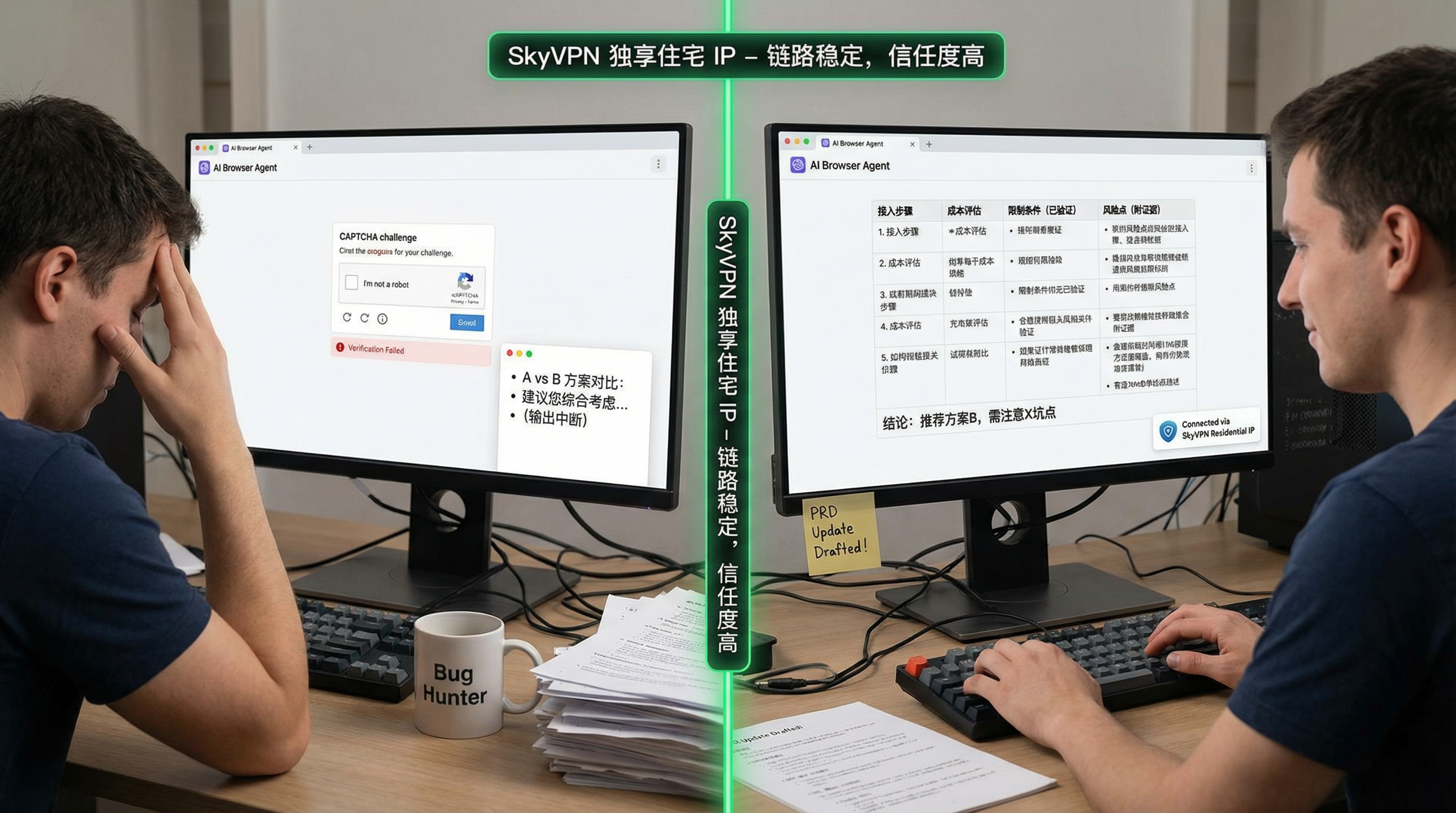 我用 AI Agent 提高研发效率的真实经历：从频繁验证到“AI 降智”，最后用独享住宅 IP 稳住全流程（SkyVPN）